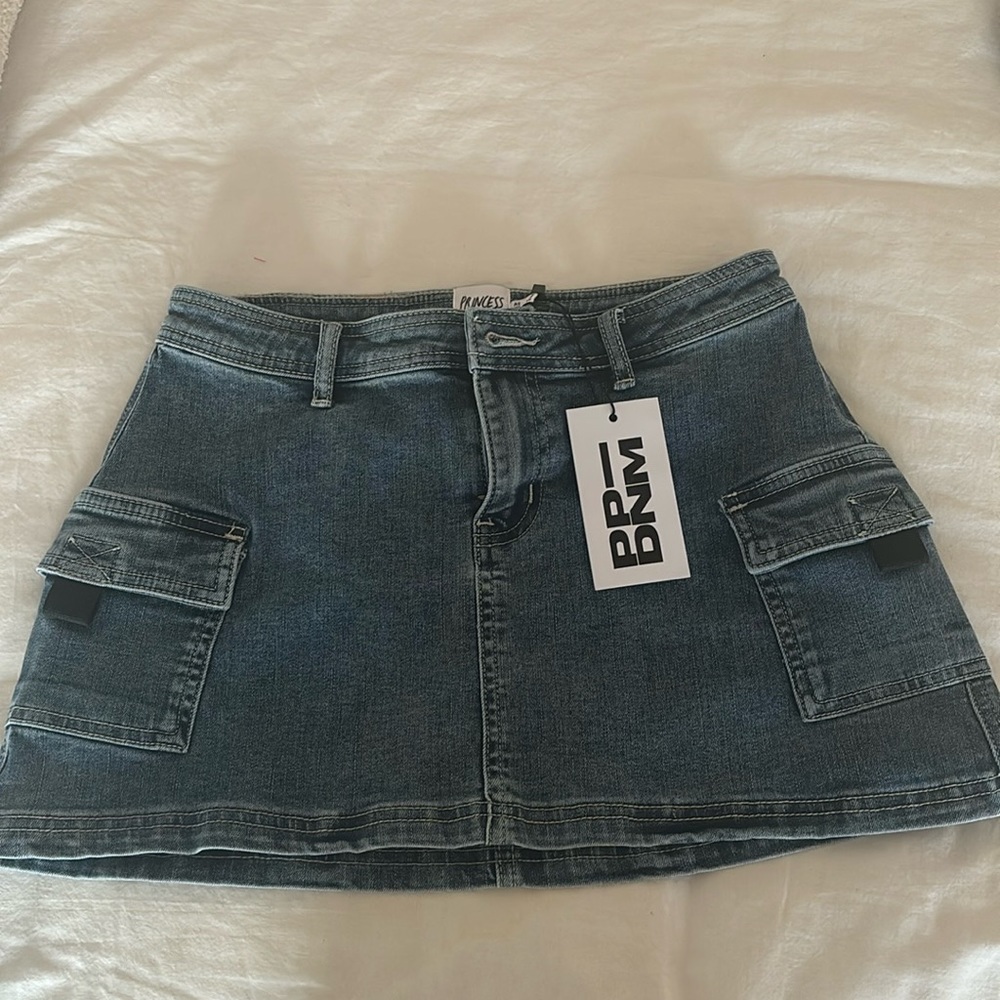 Princess Polly Low Rise Denim Cargo Skirt